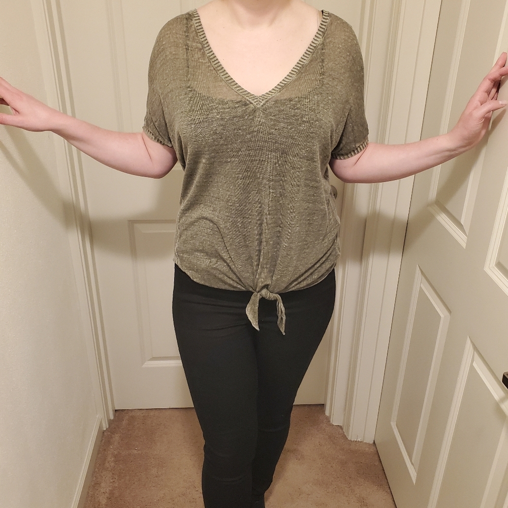 Anthropologie Cloth & Stone Tied Hem Tee
